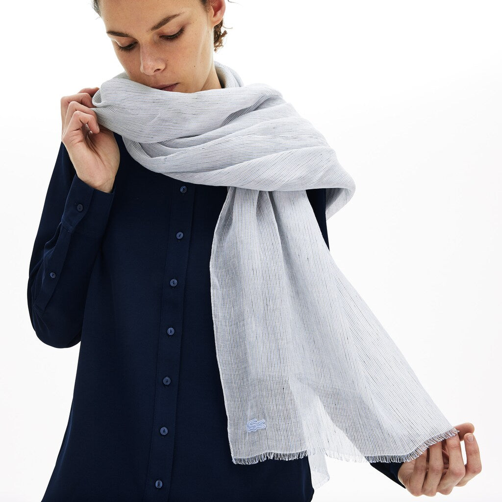 Wo  Pinstriped Cotton-Linen Scarf | Lacoste Mens
