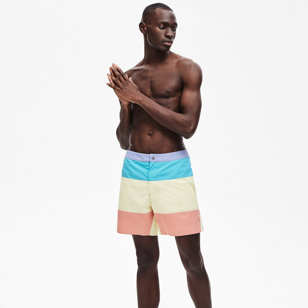 Striped Colorblock Quick-Dry Swim Shorts | Lacoste Mens