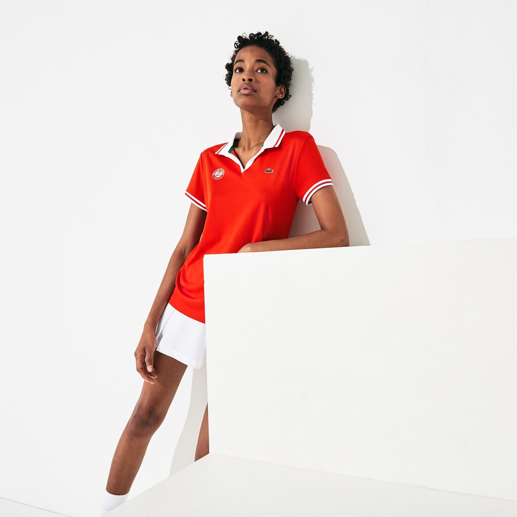 Wo  SPORT Roland Garros Breathable V-Neck Polo Shirt | Lacoste Womens