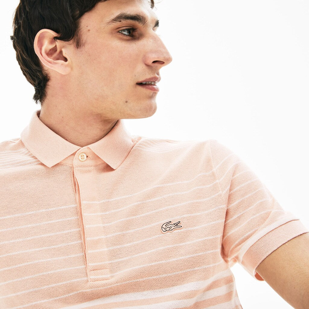 Striped Linen And Cotton Regular Fit Polo Shirt | Lacoste Mens