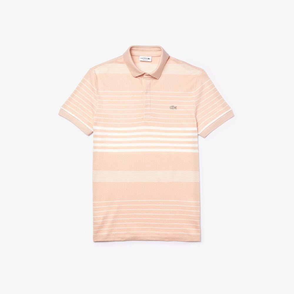 Striped Linen And Cotton Regular Fit Polo Shirt | Lacoste Mens