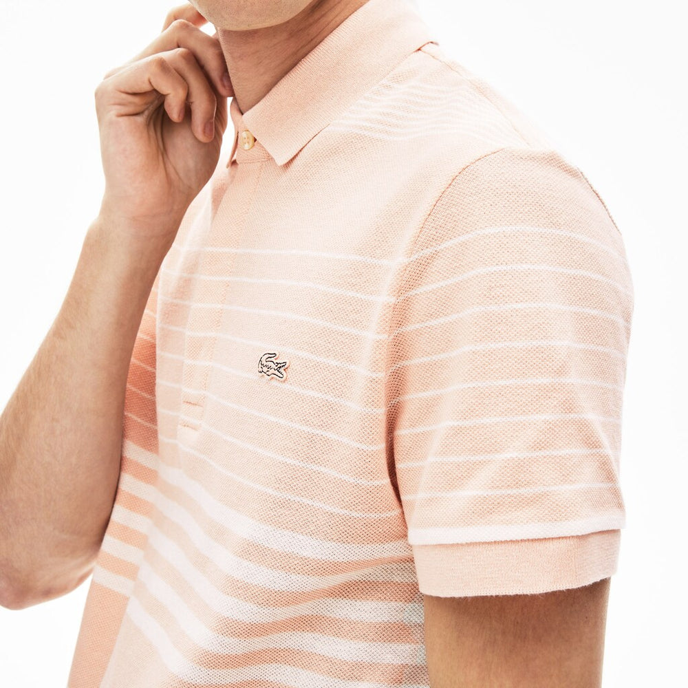 Striped Linen And Cotton Regular Fit Polo Shirt | Lacoste Mens