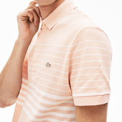 Striped Linen And Cotton Regular Fit Polo Shirt | Lacoste Mens