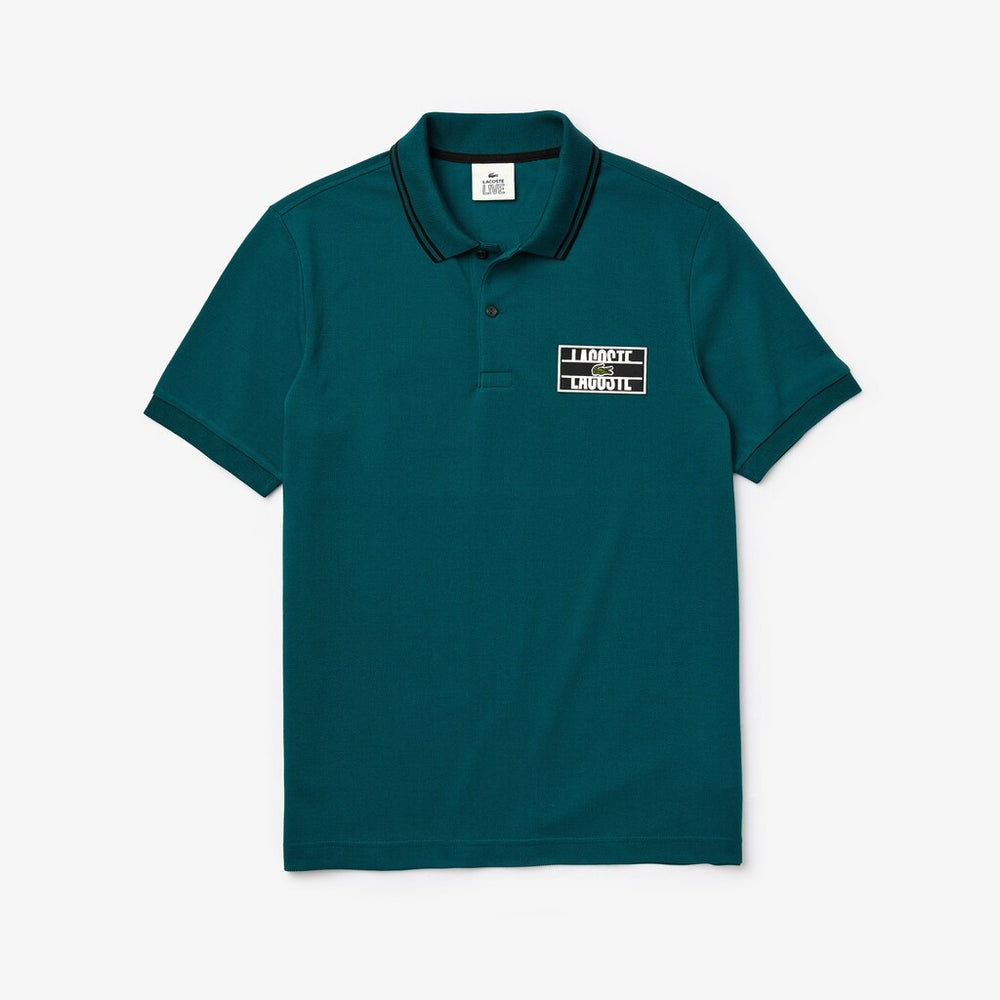 LIVE Striped-Collar Cotton Piqué Polo Shirt | Lacoste Mens