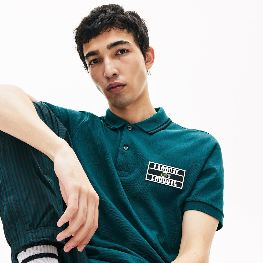 LIVE Striped-Collar Cotton Piqué Polo Shirt | Lacoste Mens