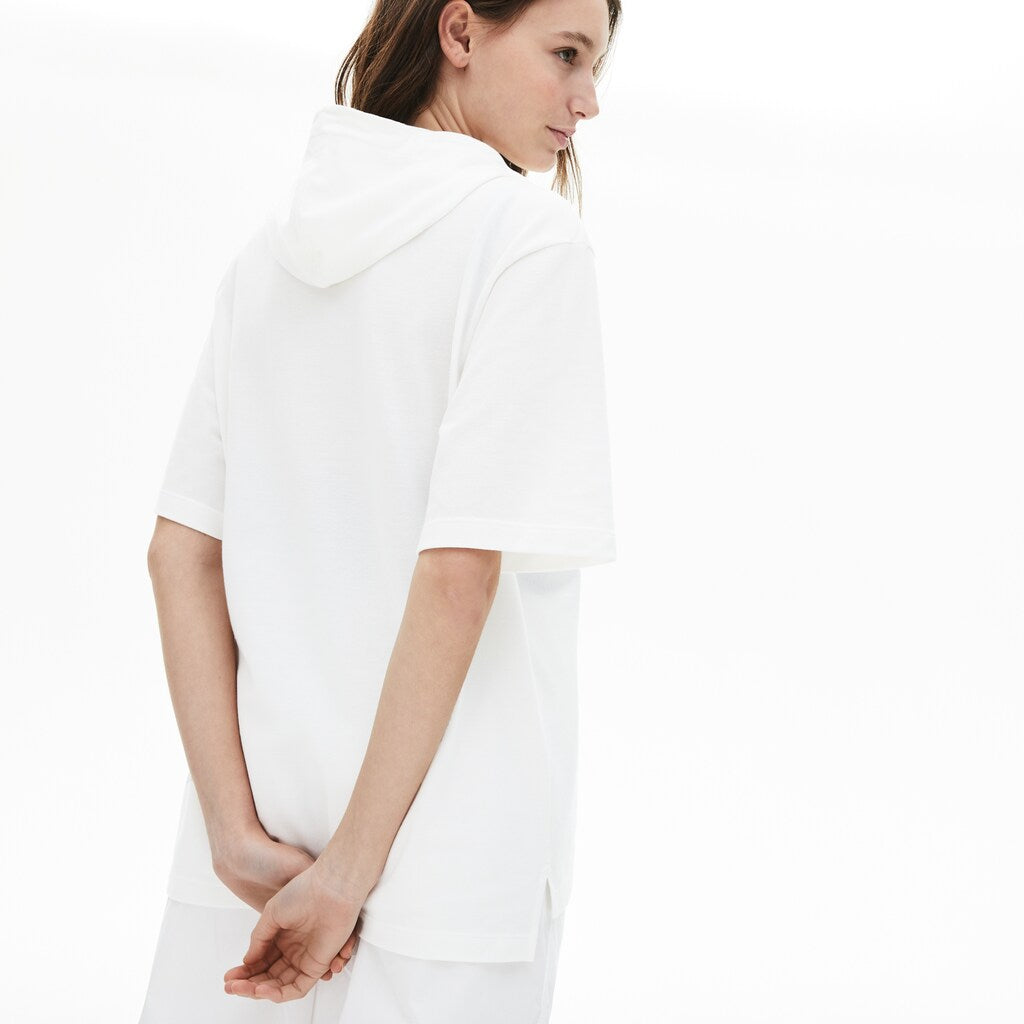 Wo  Solid Cotton Piqué Hooded Polo Shirt | Lacoste Womens