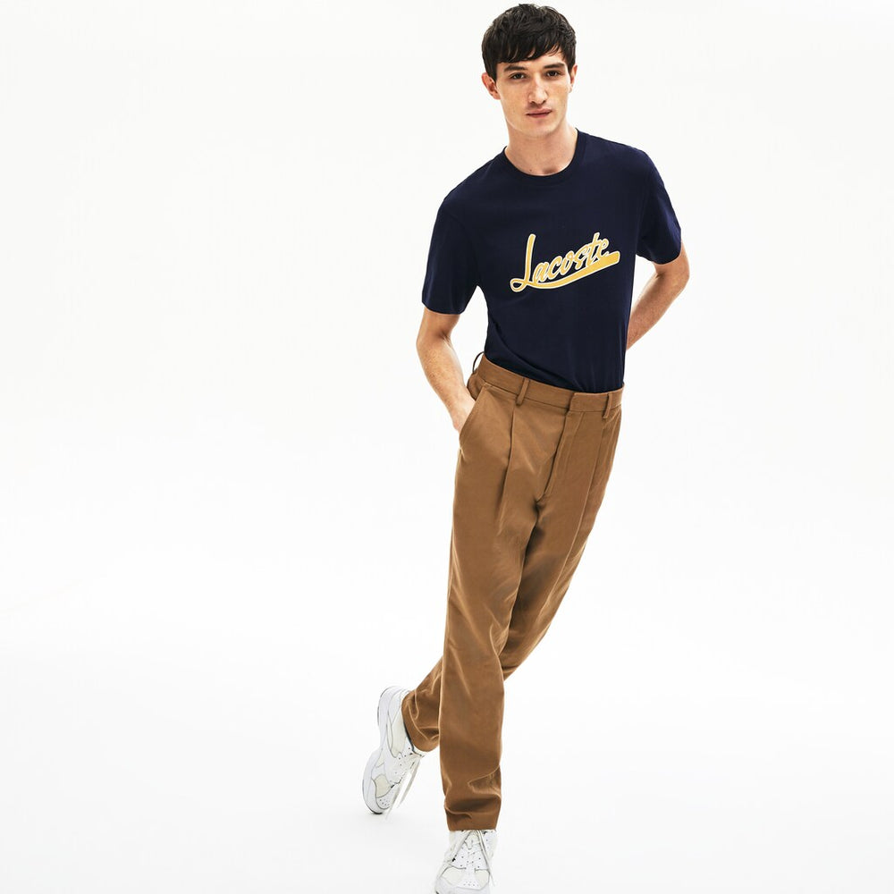 Regular Fit Script Crew Neck Cotton Tee | Lacoste Mens