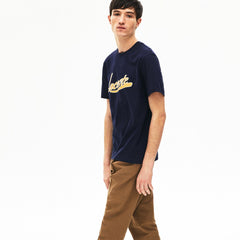 Regular Fit Script Crew Neck Cotton Tee | Lacoste Mens