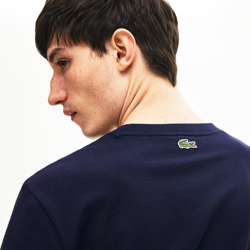Regular Fit Script Crew Neck Cotton Tee | Lacoste Mens