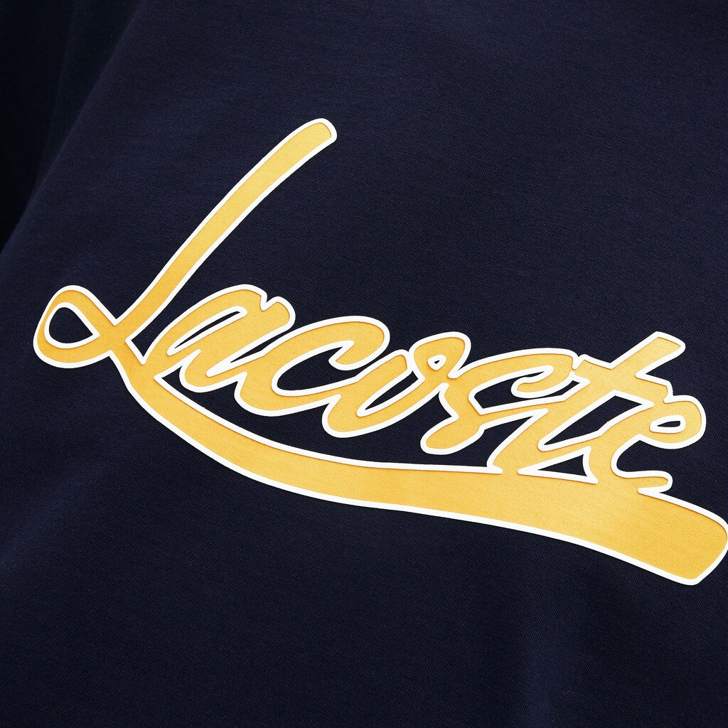 Regular Fit Script Crew Neck Cotton Tee | Lacoste Mens