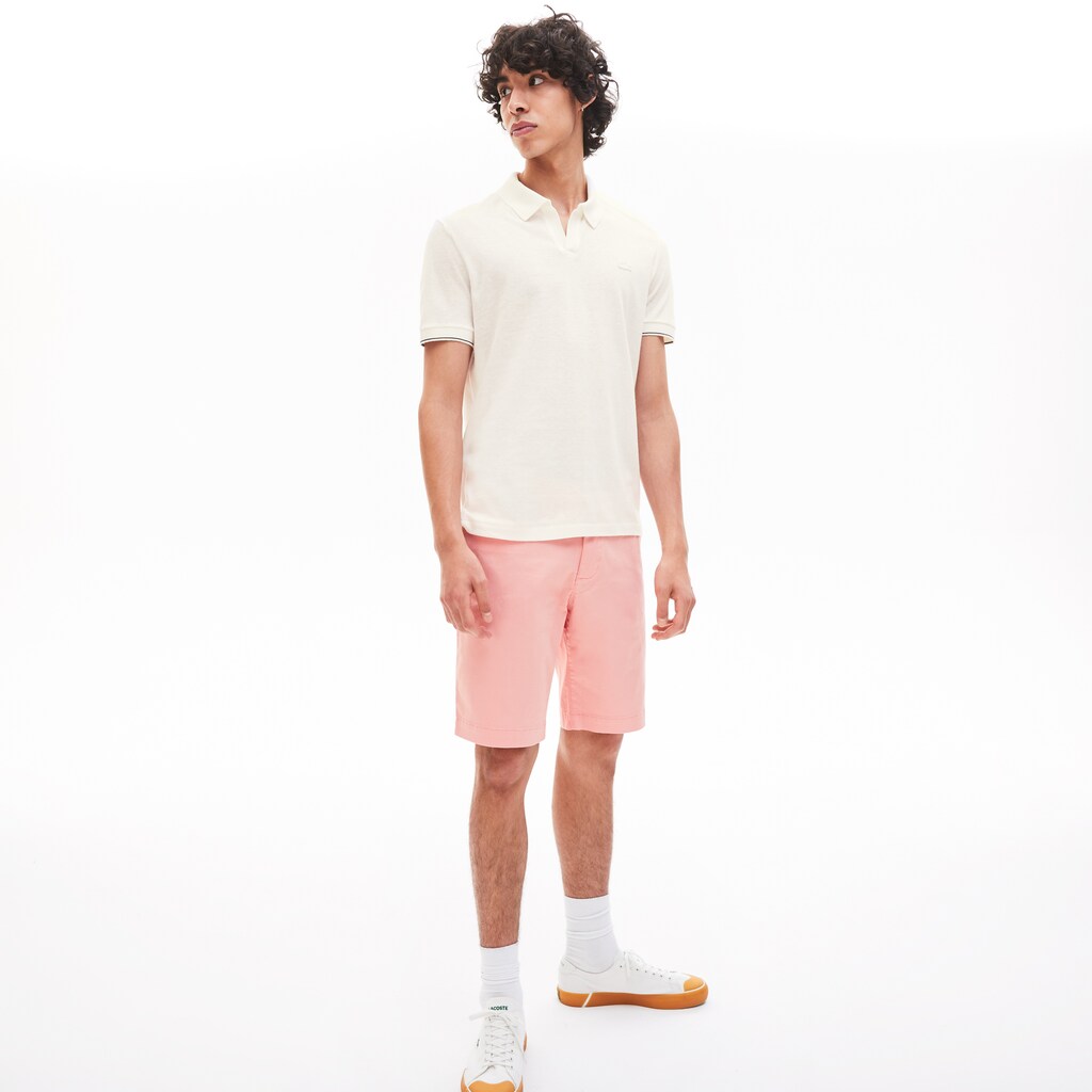 Tunisian Collar Linen And Cotton Regular Fit Polo Shirt | Lacoste Mens