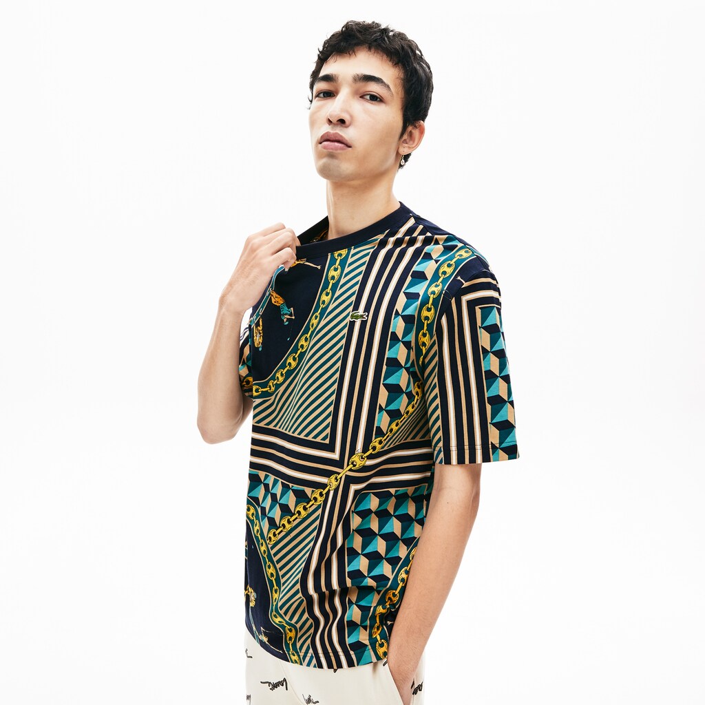 LIVE Scarf-Print Cotton T-Shirt | Lacoste Mens