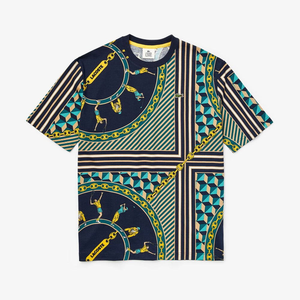 LIVE Scarf-Print Cotton T-Shirt | Lacoste Mens