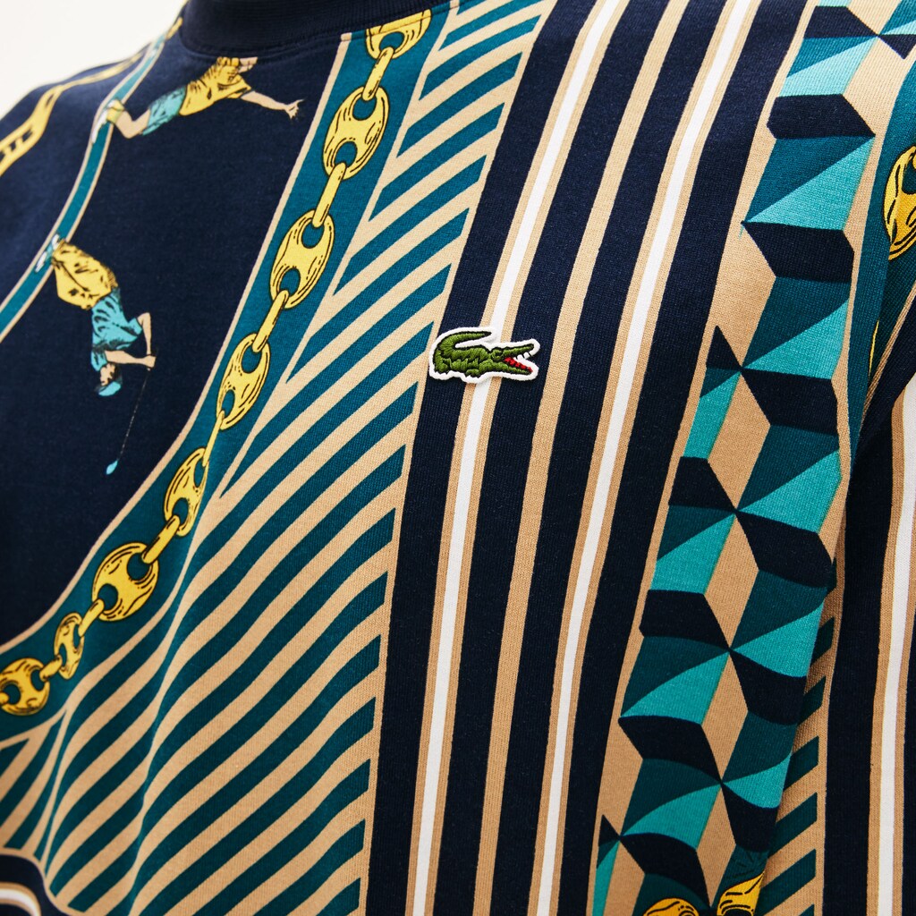 LIVE Scarf-Print Cotton T-Shirt | Lacoste Mens