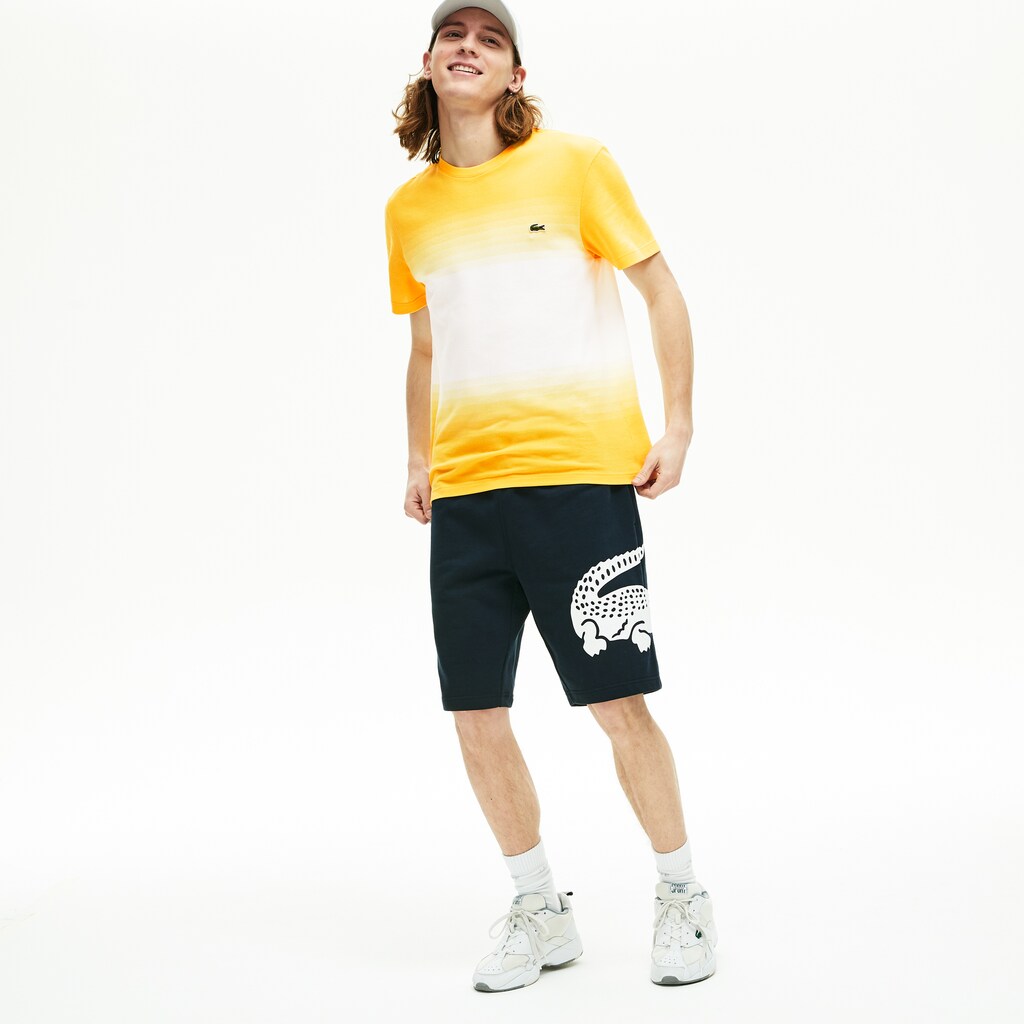 Oversized Crocodile Print Cotton Fleece Bermudas | Lacoste Mens