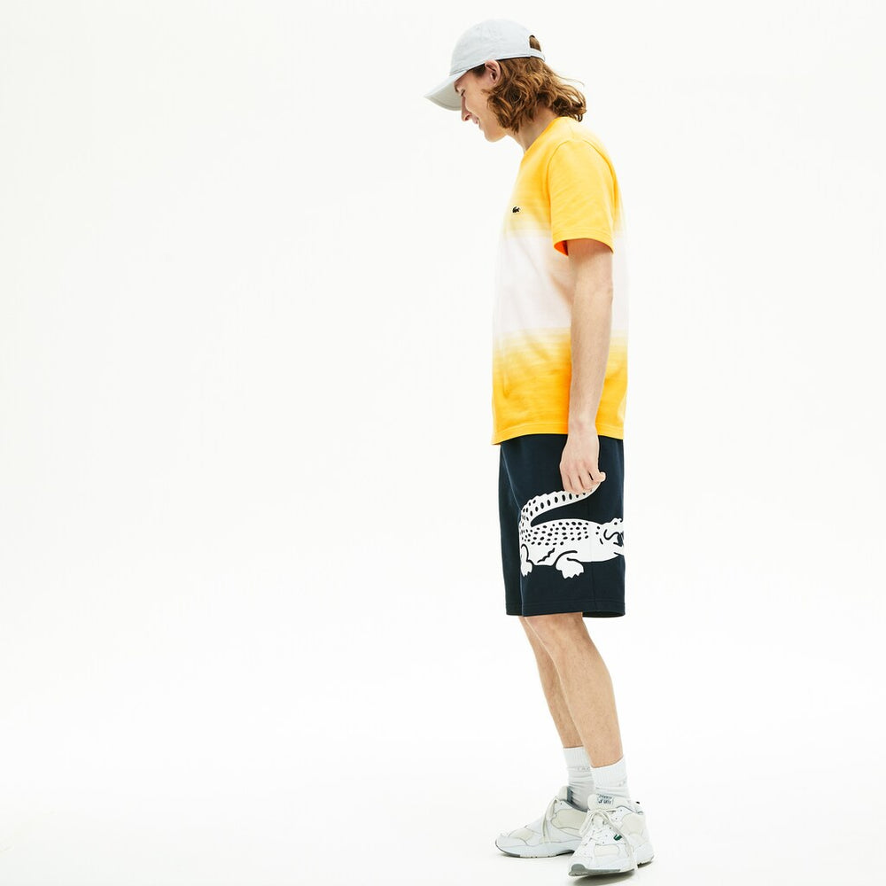 Oversized Crocodile Print Cotton Fleece Bermudas | Lacoste Mens