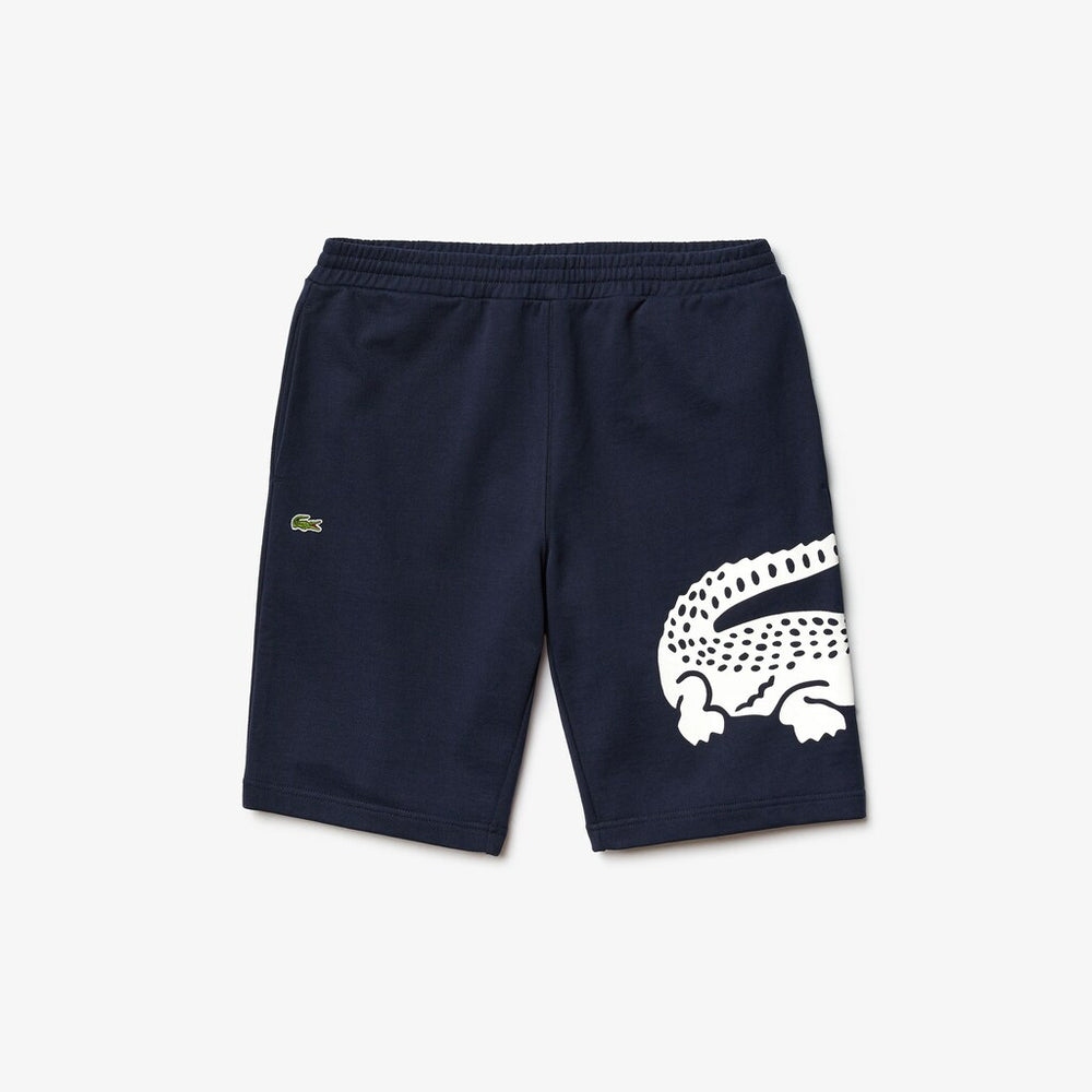 Oversized Crocodile Print Cotton Fleece Bermudas | Lacoste Mens