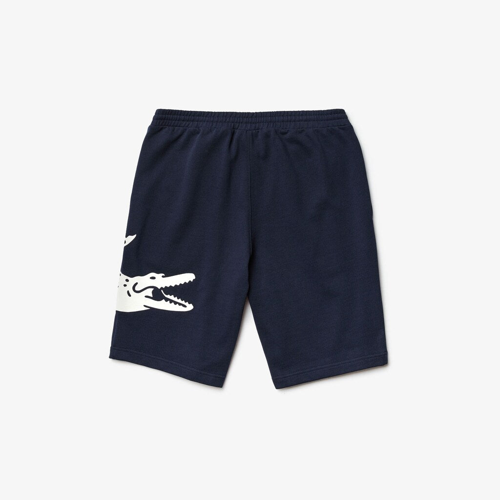Oversized Crocodile Print Cotton Fleece Bermudas | Lacoste Mens