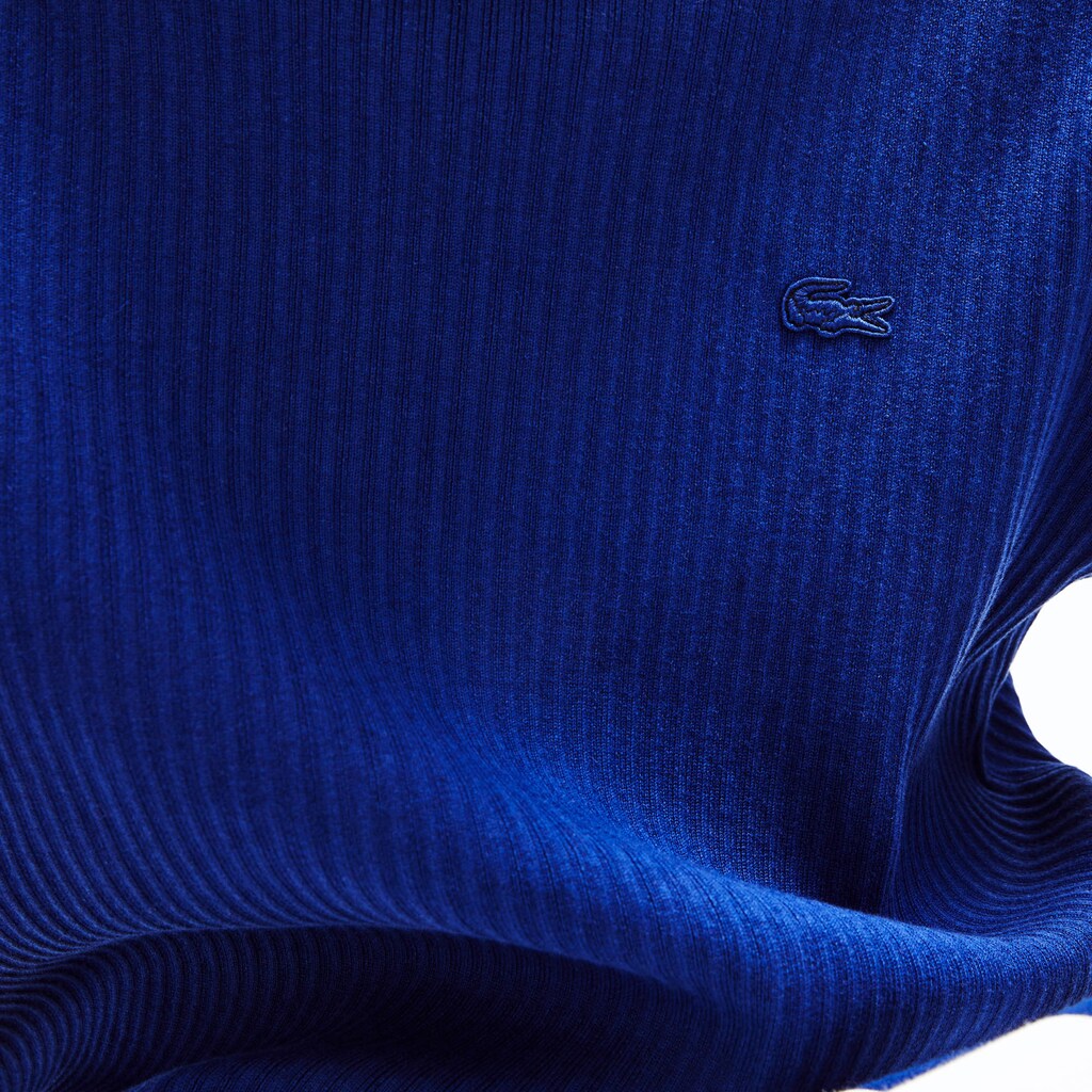 Striped Sleeves Cotton And Linen Blend Crew Neck Sweater | Lacoste Mens
