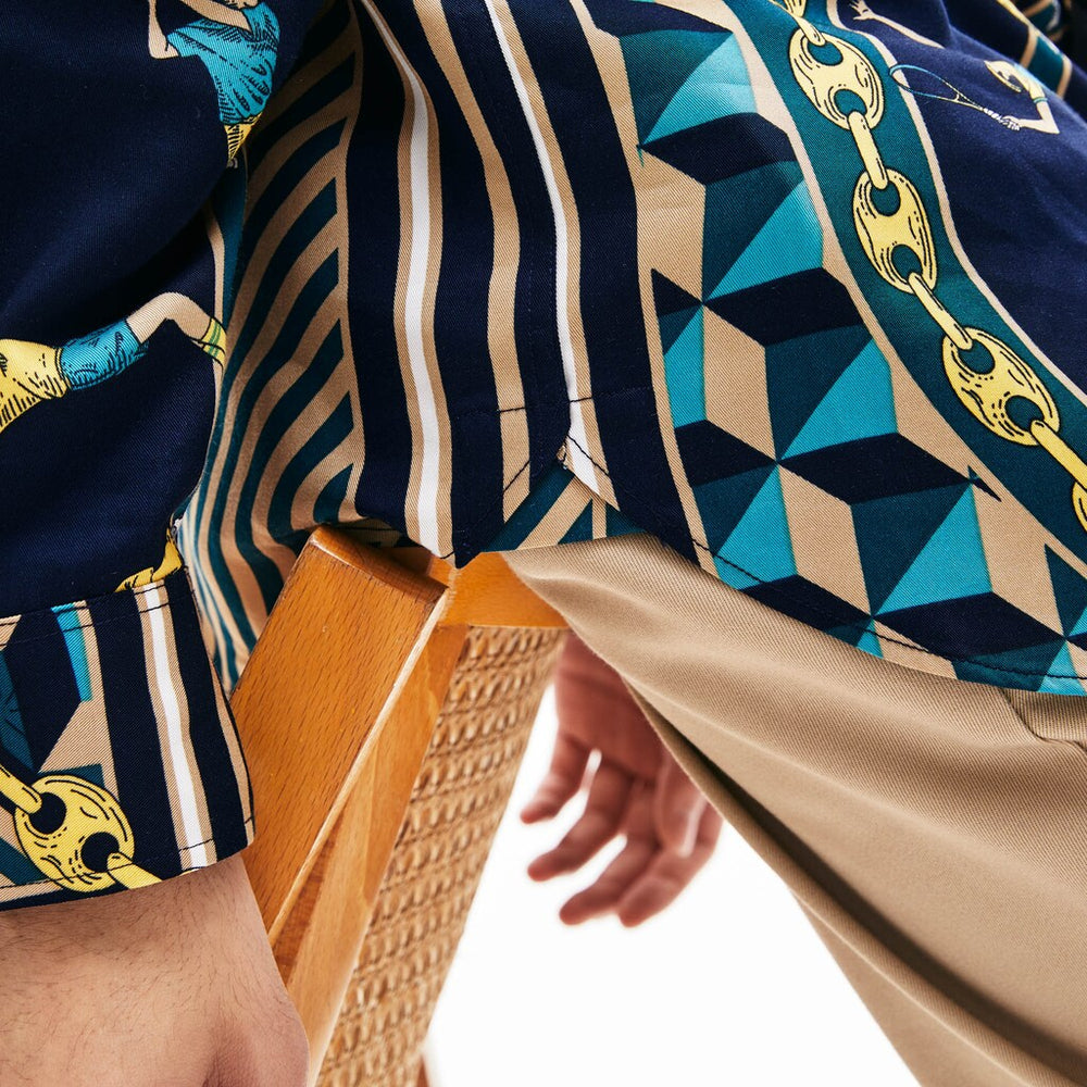 LIVE Relaxed Fit Scarf-Print Shirt | Lacoste Mens