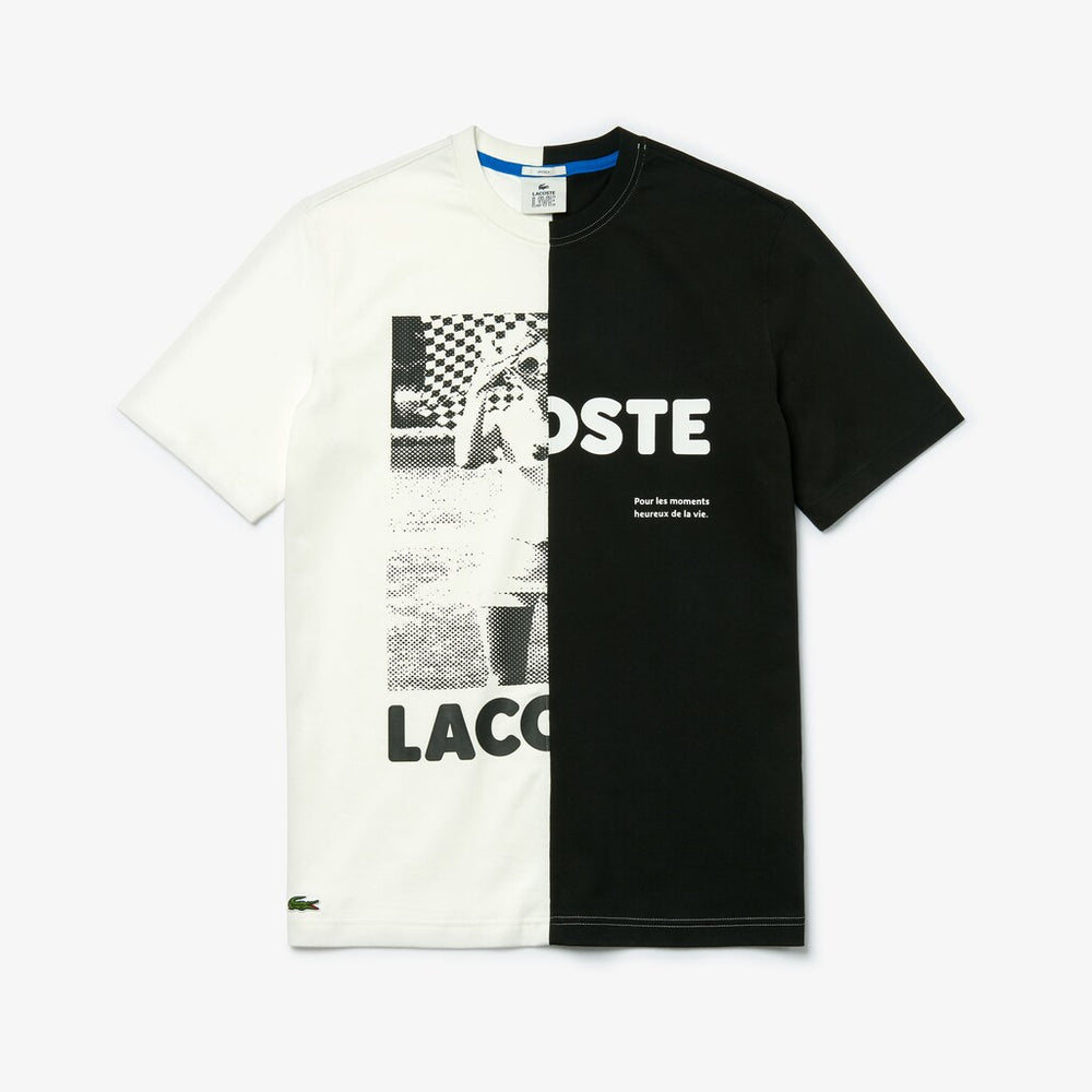 Unisex LIVE Graphic Print Cotton T-shirt | Lacoste Mens|Womens