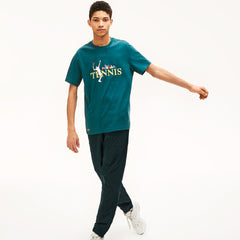 Unisex LIVE Tennis-Print Cotton T-Shirt | Lacoste Mens|Womens