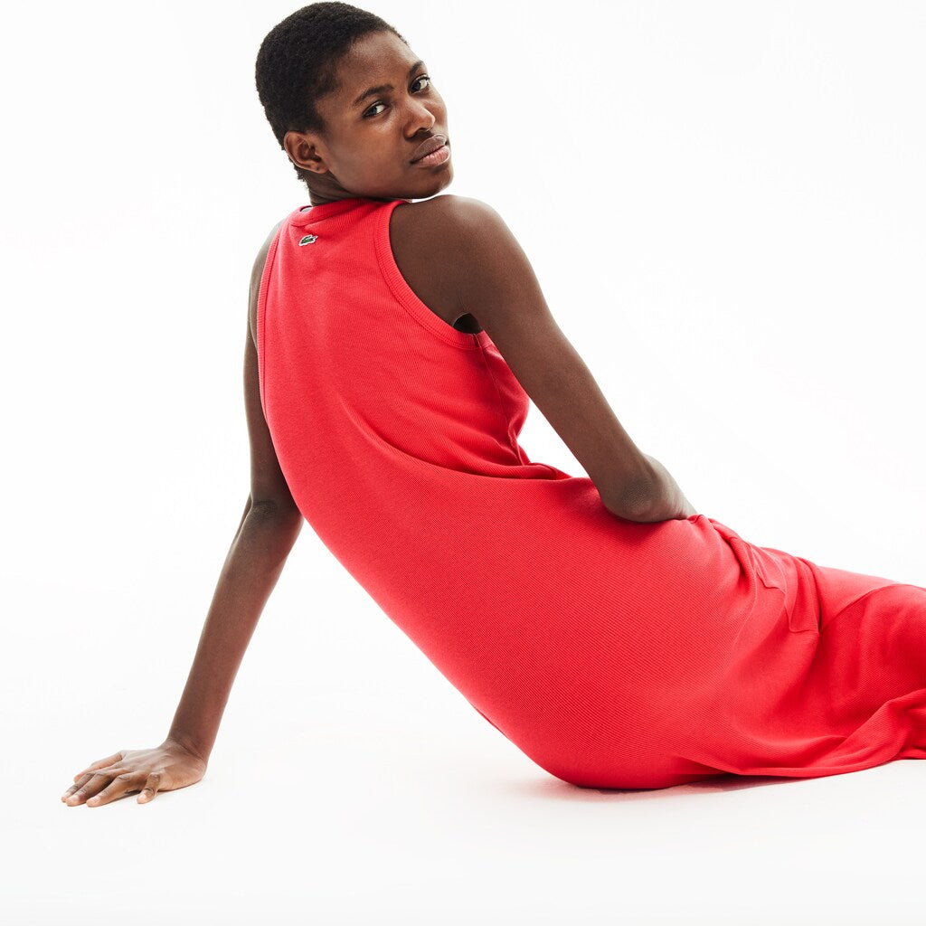 Wo  Long Ribbed Cotton Dress | Lacoste Womens