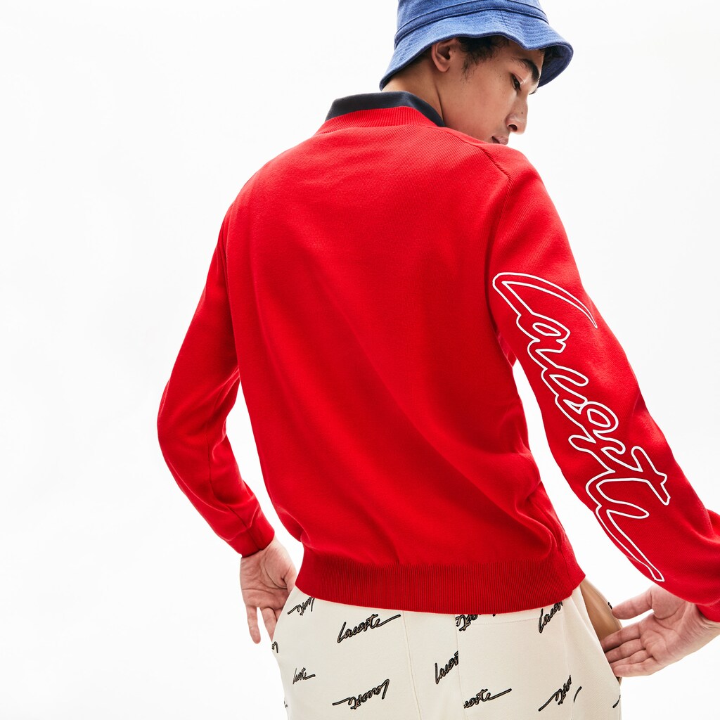 LIVE Signature Cotton Crewneck Sweater | Lacoste Mens