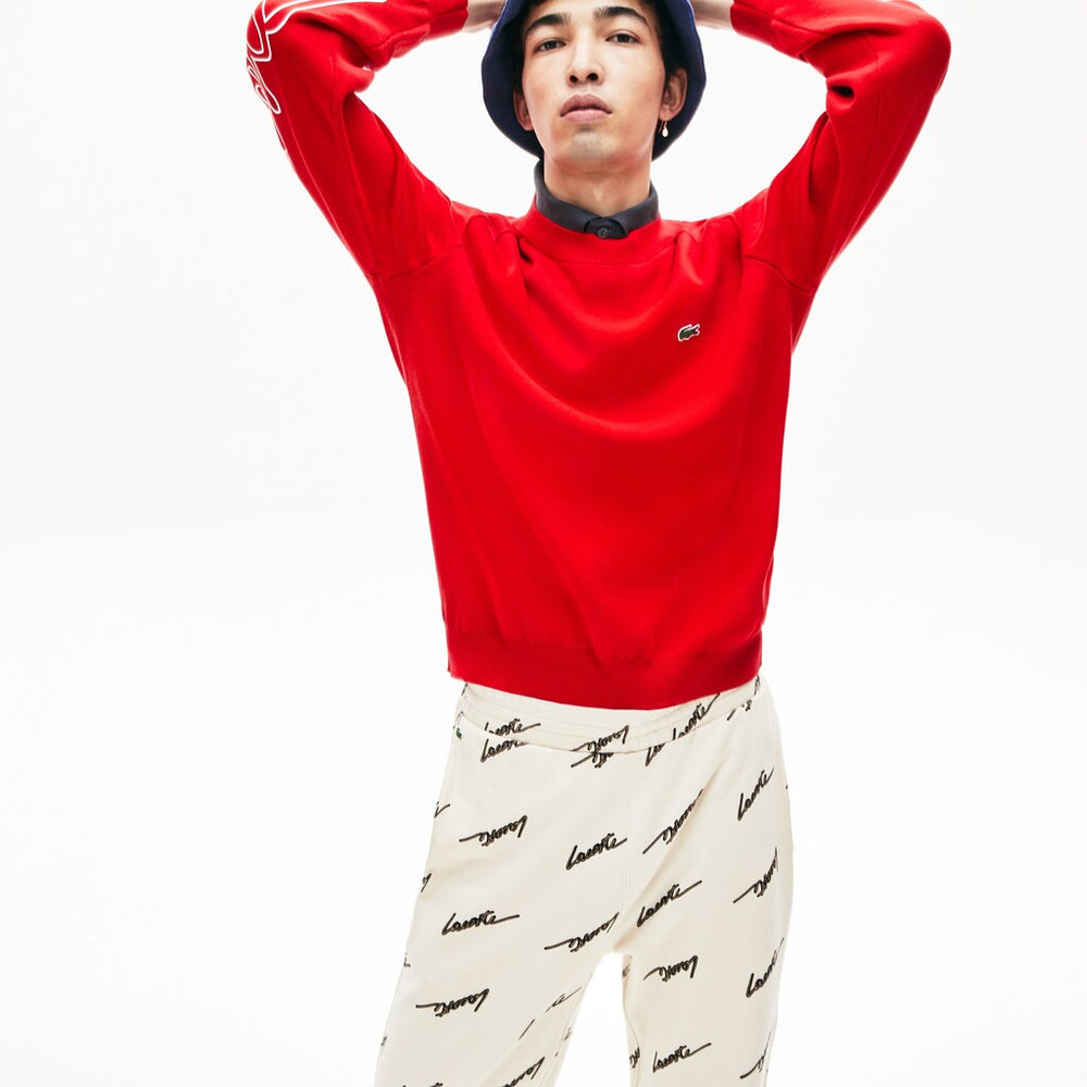 LIVE Signature Cotton Crewneck Sweater | Lacoste Mens