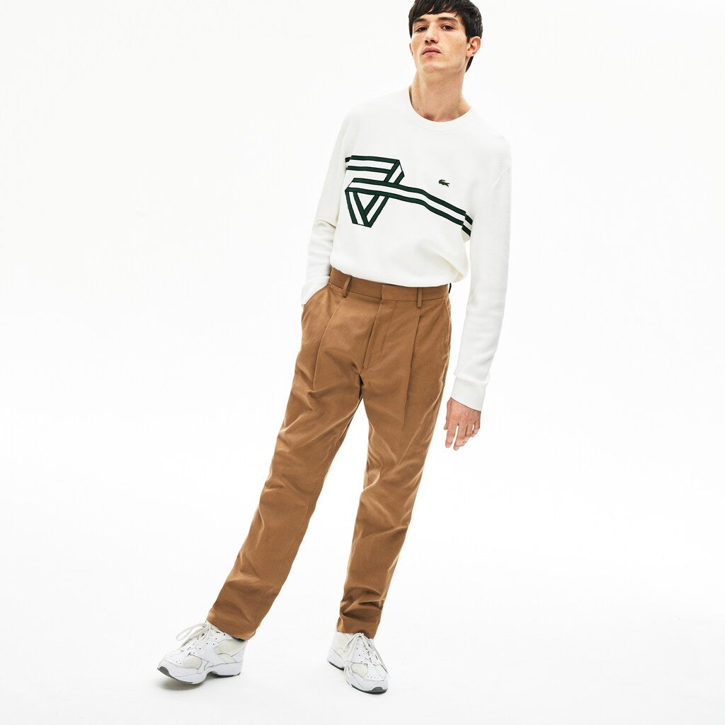 Pleated Cotton-Linen Chinos | Lacoste Mens