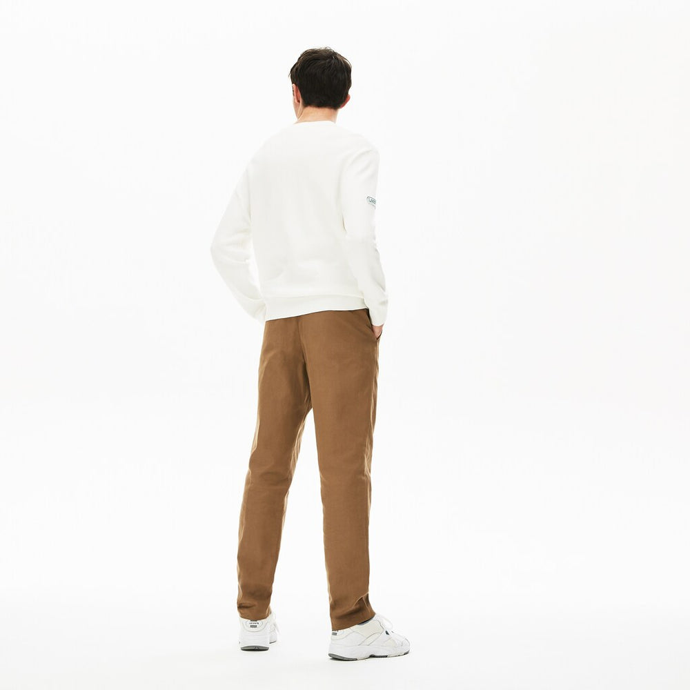 Pleated Cotton-Linen Chinos | Lacoste Mens