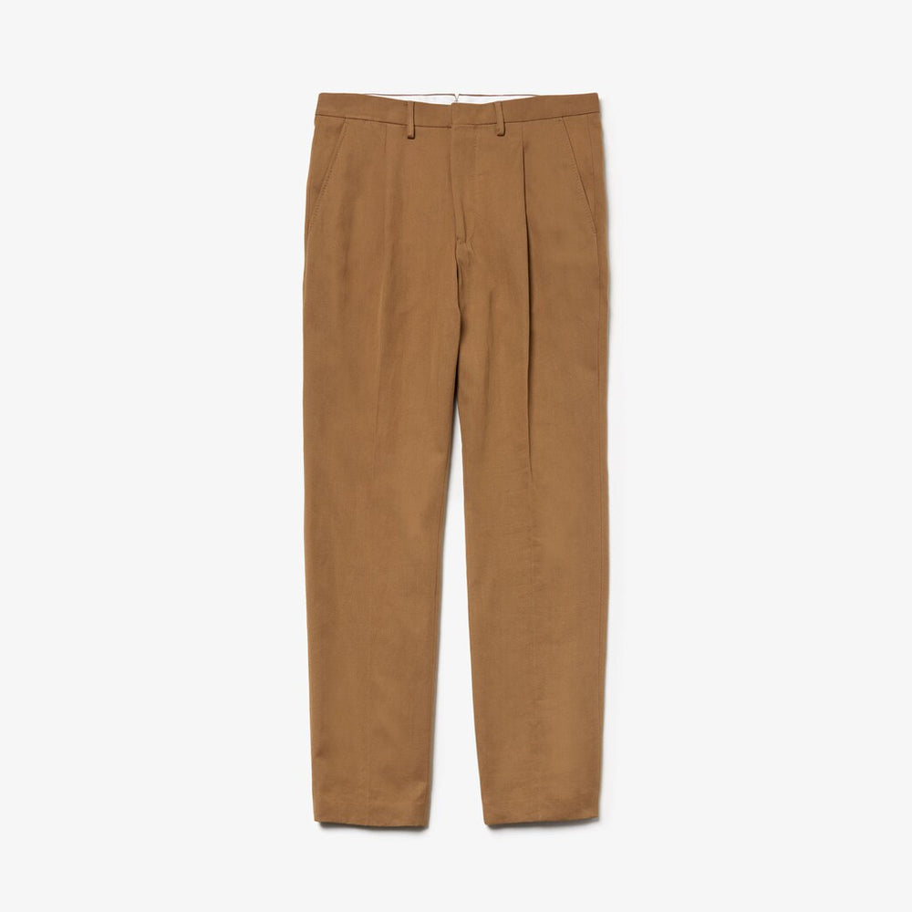 Pleated Cotton-Linen Chinos | Lacoste Mens
