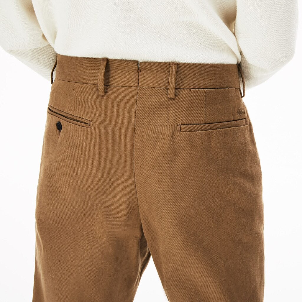 Pleated Cotton-Linen Chinos | Lacoste Mens