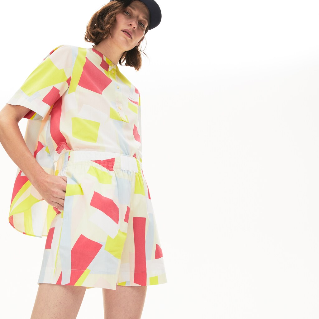 Wo  Abstract-Print Cotton Blend Blouse | Lacoste Womens
