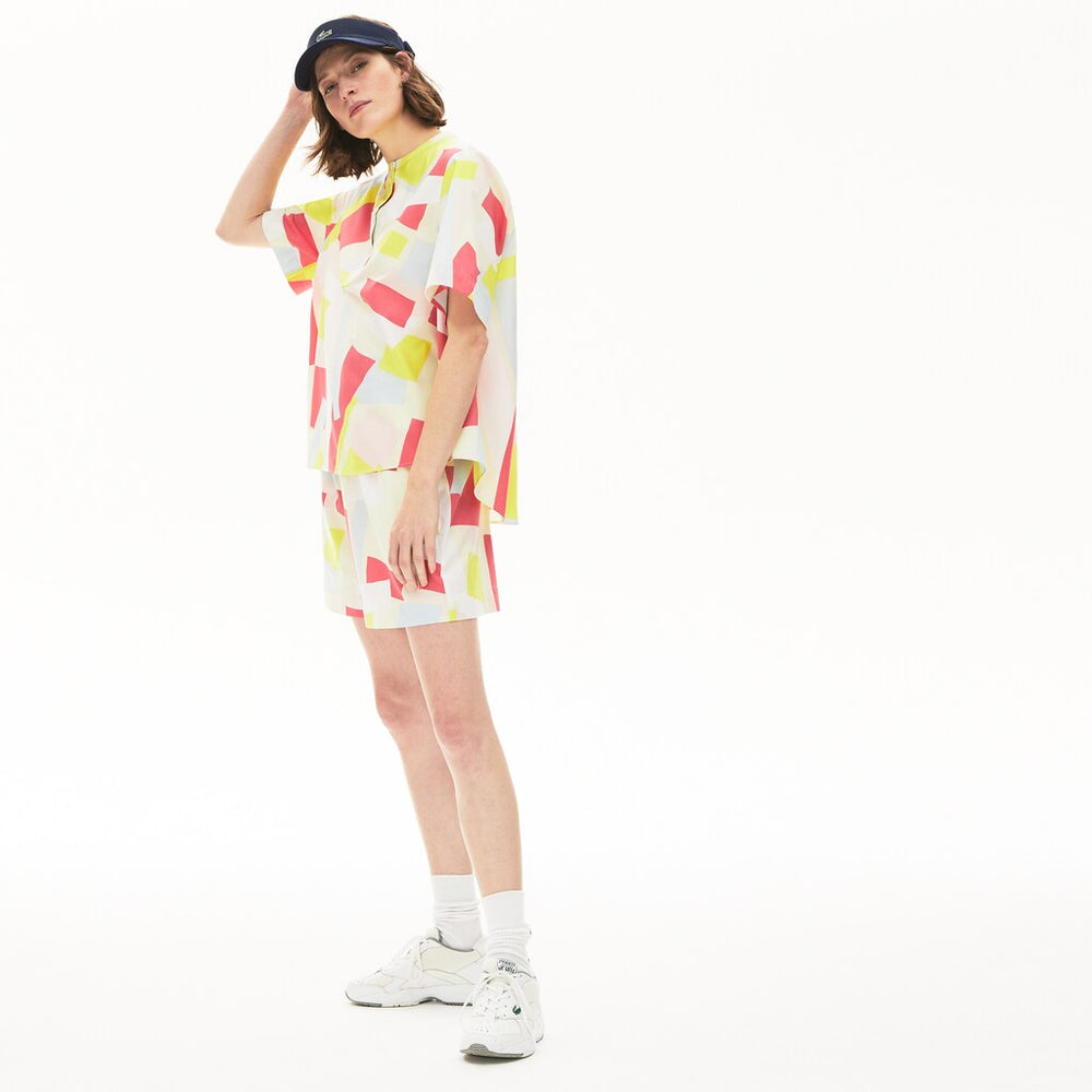 Wo  Abstract-Print Cotton Blend Blouse | Lacoste Womens