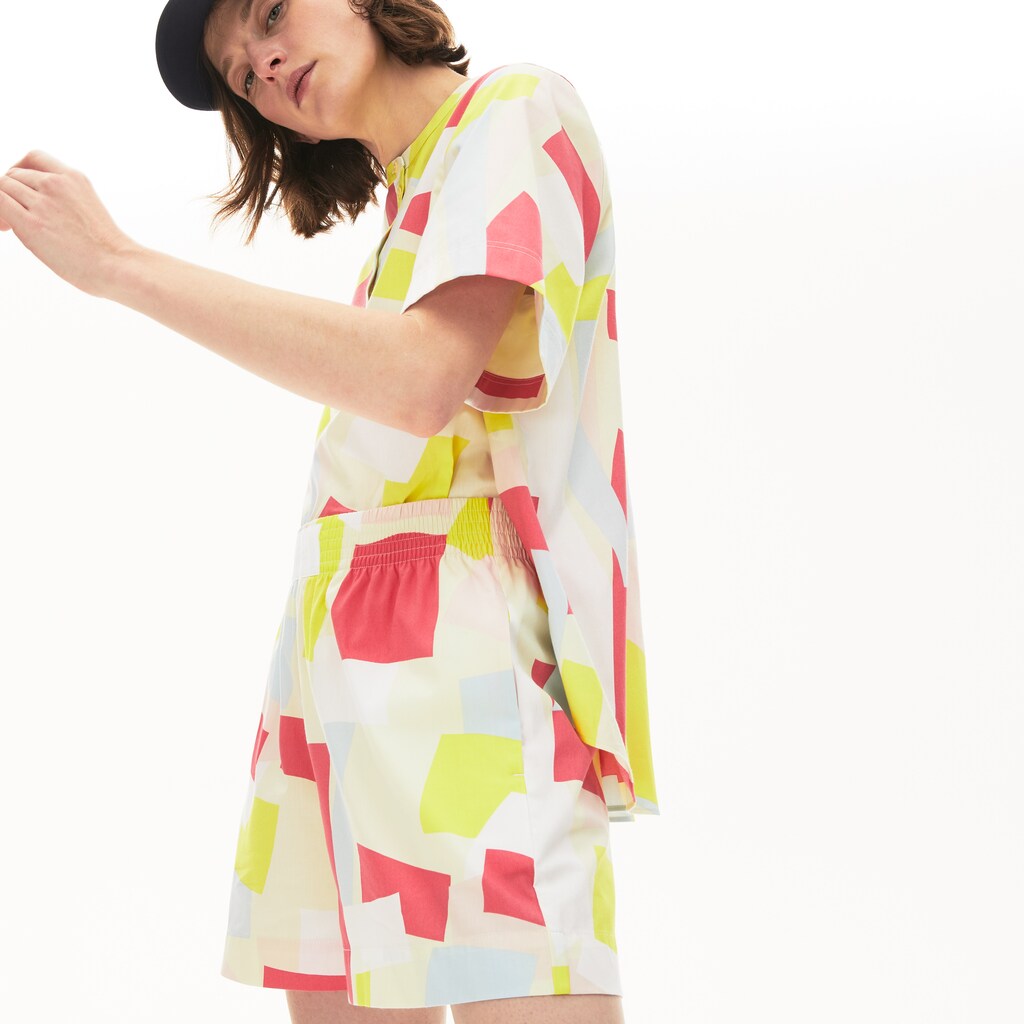 Wo  Abstract-Print Cotton Blend Blouse | Lacoste Womens