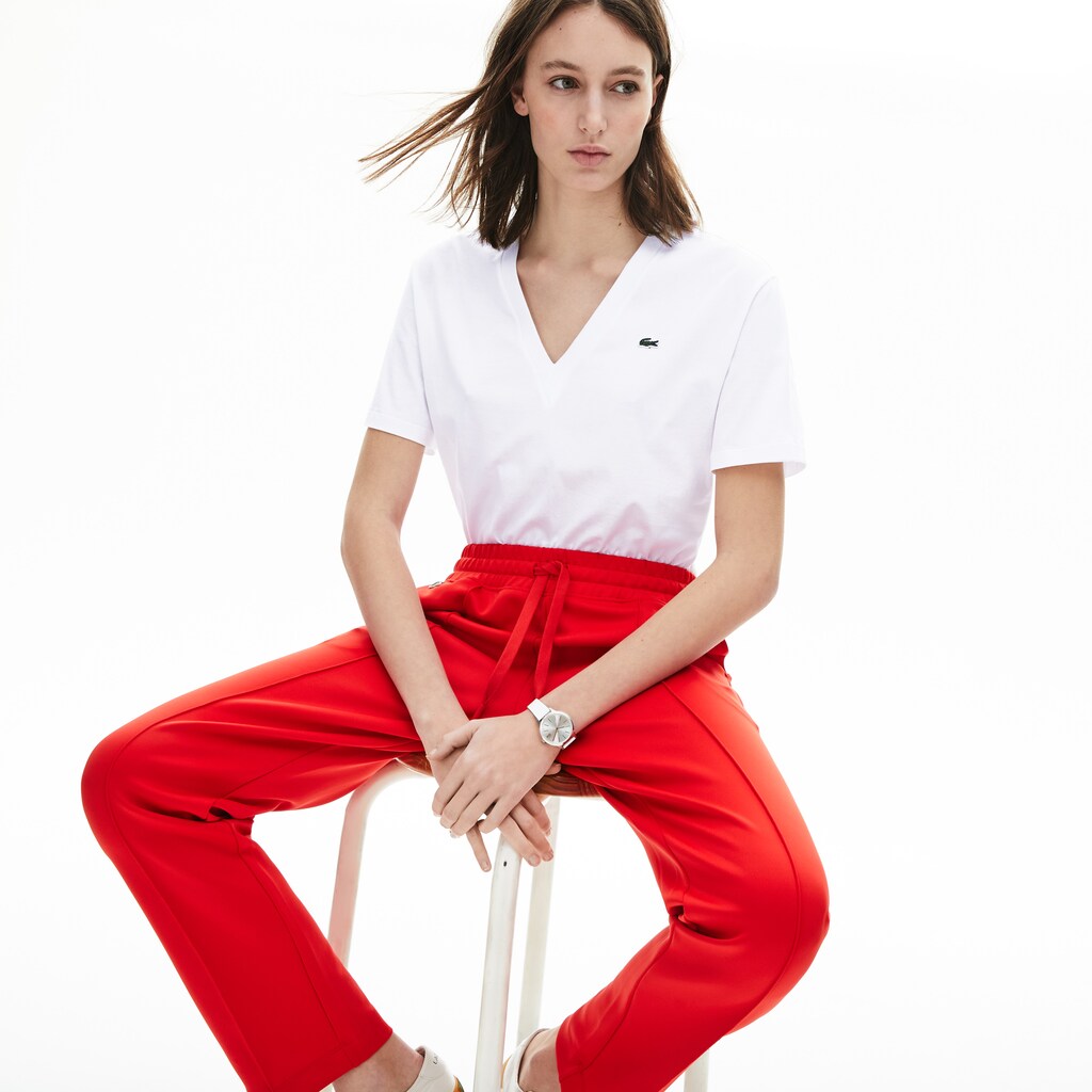 Wo  V-Neck Premium Cotton T-Shirt | Lacoste Womens