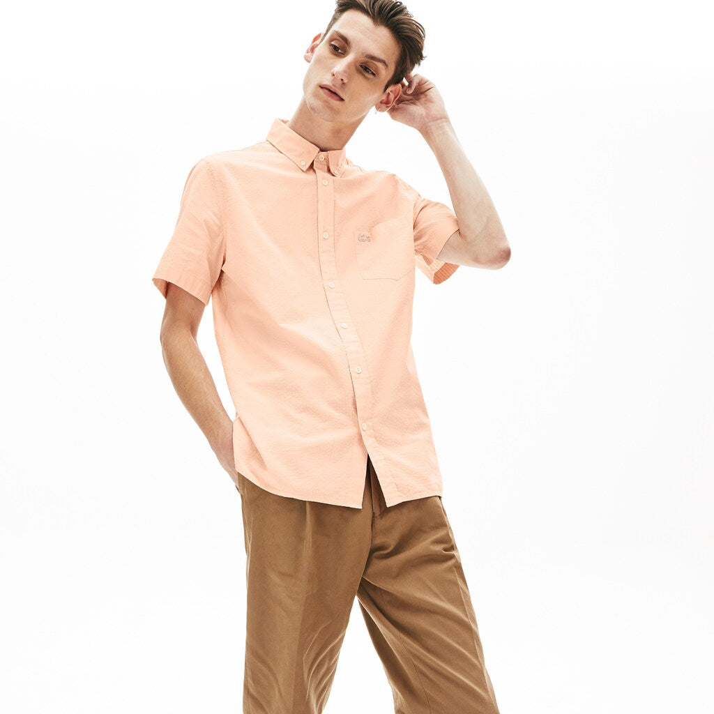 Regular Fit Cotton and Linen Shirt | Lacoste Mens