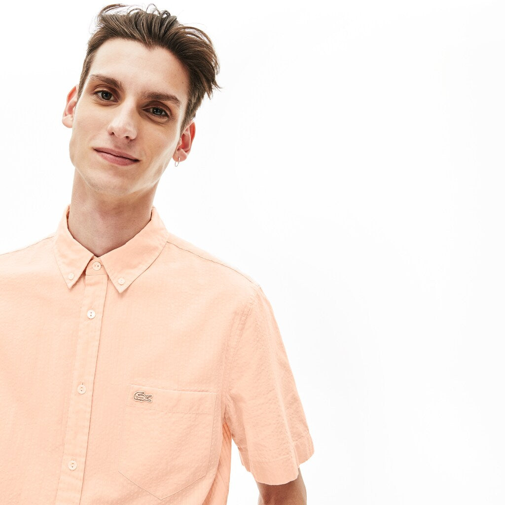 Regular Fit Cotton and Linen Shirt | Lacoste Mens