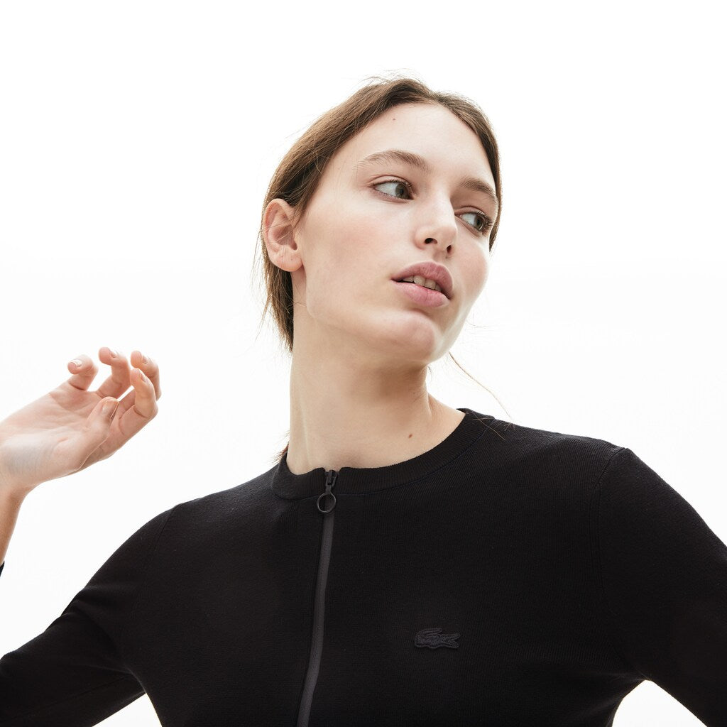 Wo  Full Zip Crew Neck Cardigan | Lacoste Womens