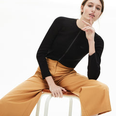 Wo  Full Zip Crew Neck Cardigan | Lacoste Womens