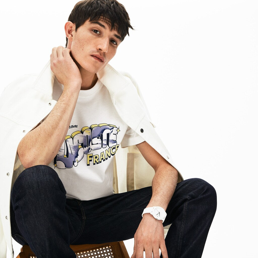 Graphic Print Regular Fit Cotton T-shirt | Lacoste Mens