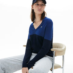 Wo  Colorblock Cotton V-neck Sweater | Lacoste Womens