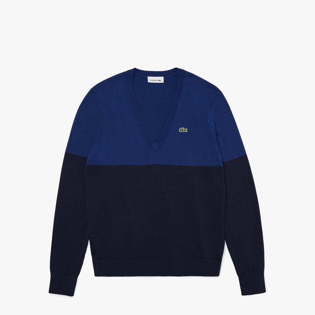 Wo  Colorblock Cotton V-neck Sweater | Lacoste Womens