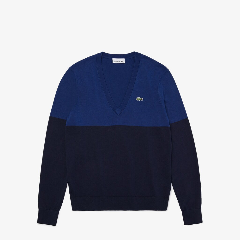 Wo  Colorblock Cotton V-neck Sweater | Lacoste Womens