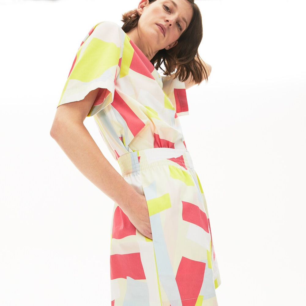 Wo  Abstract-Print Cotton Poplin Shorts | Lacoste Womens