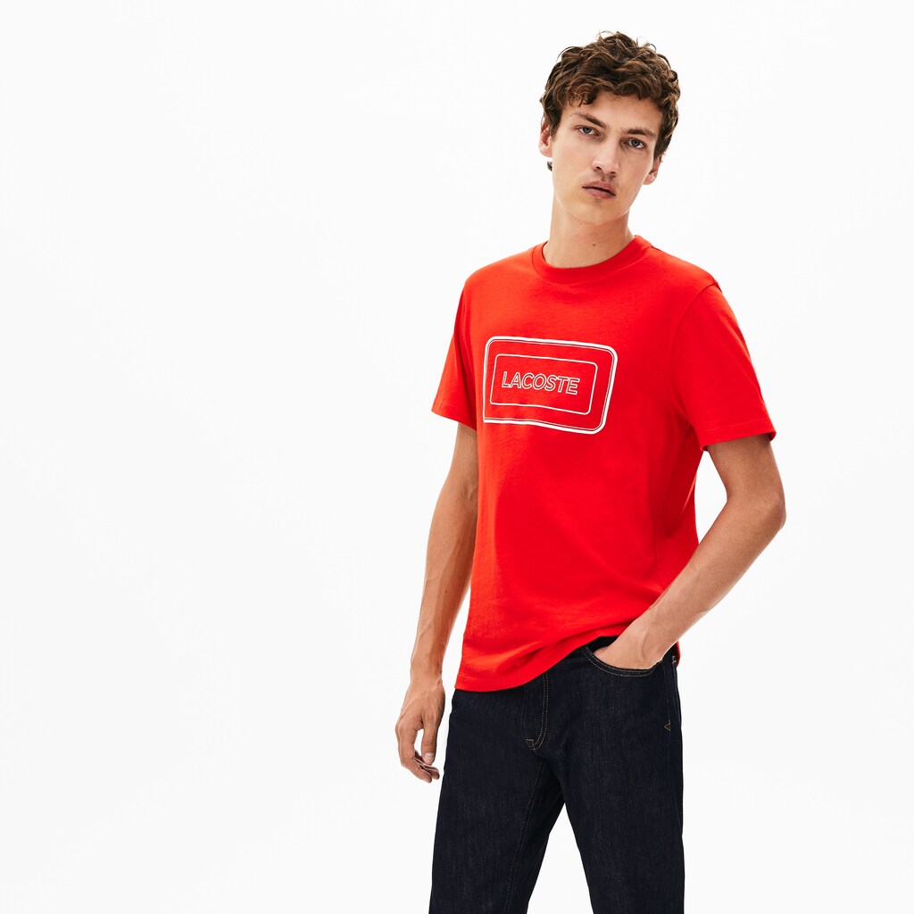 Reflective Logo Motion Regular Fit Cotton T-shirt | Lacoste Mens