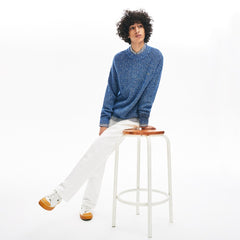 LIVE Ribbed Heathered Cotton Crewneck Sweater | Lacoste Mens