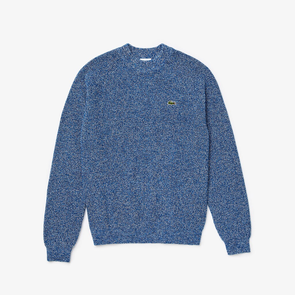 LIVE Ribbed Heathered Cotton Crewneck Sweater | Lacoste Mens