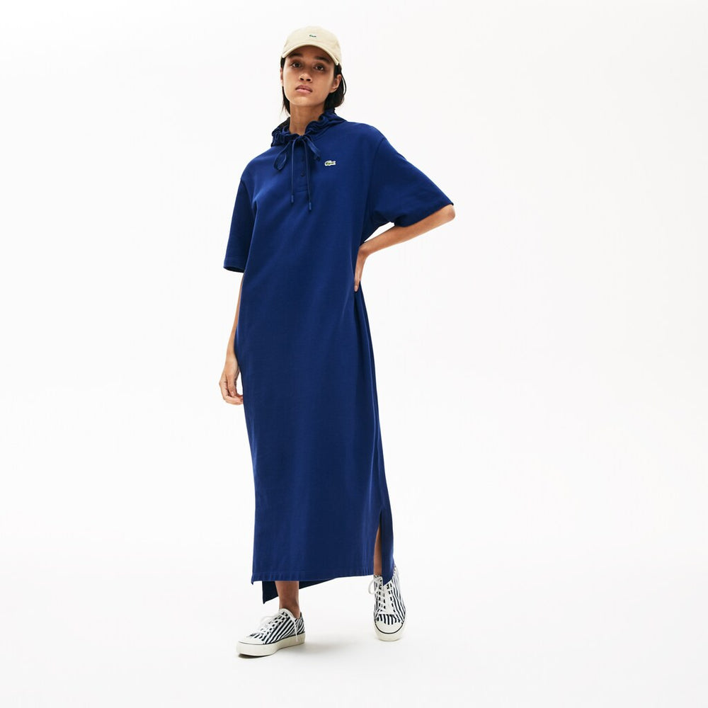 Wo  Oversized Hooded Organic Cotton Piqué Polo Dress | Lacoste Womens